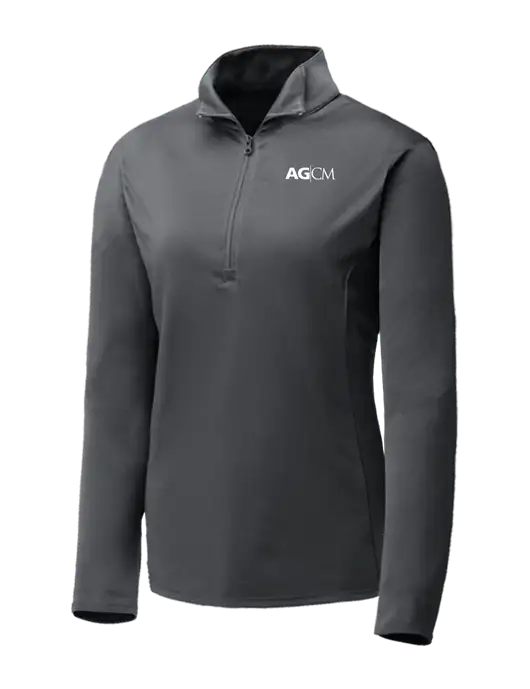 Dark Grey Womens Posicharge Competitor ¼ Zip Pullover w/AG|CM Logo