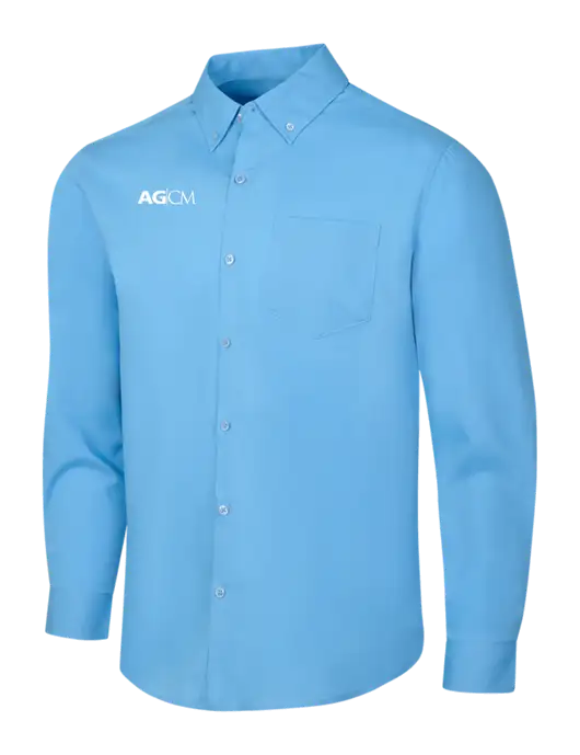Carolina Blue Long Sleeve Carefree Poplin Shirt w/AG|CM Logo