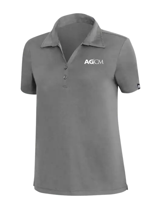 TravisMathew Med Dark Grey Womens Coto Performance Polo w/AG|CM Logo