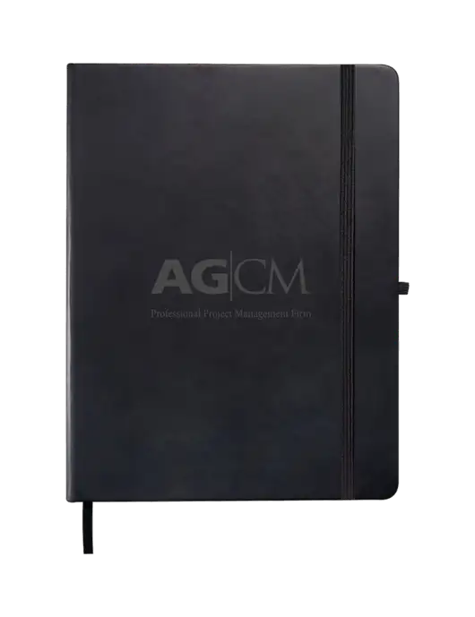 Leeman Black Tuscany Large Journal 7.5 x 9.875 w/AG|CM Logo