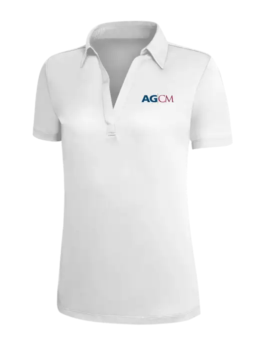 White Silk Touch Womens Performance Polo w/AG|CM Logo