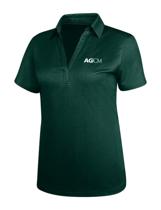 Dark Green Womens Performance Fine Jacquard Polo w/AG|CM Logo
