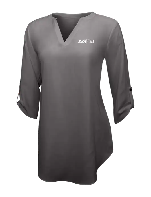 Dark Grey Womens 3/4 Sleeve Tunic Blouse w/AG|CM Logo