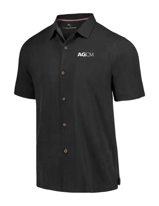 Tommy Bahama Black Tropic Isles Short Sleeve Shirt w/AG|CM Logo