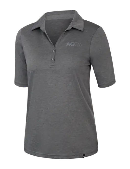 TravisMathew Womens Black Heather Sunsetters Polo w/AG|CM Logo
