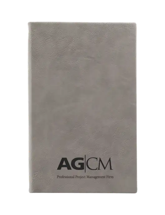 Grey Leatherette 5.25 x 8.25 Journal w/AG|CM Logo