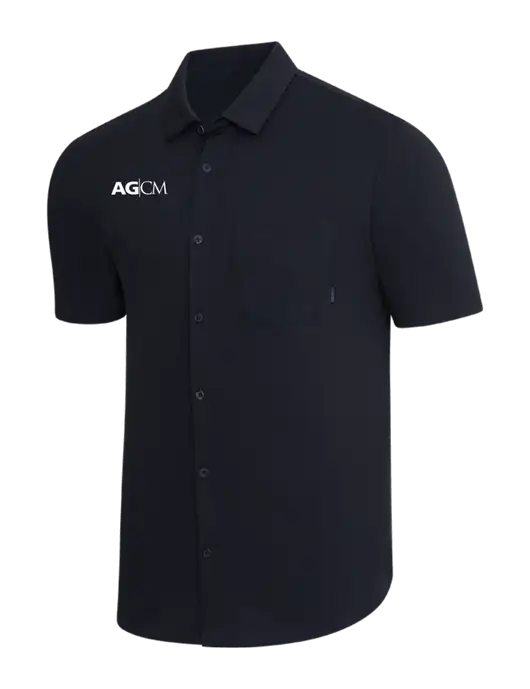 OGIO Black Extend Short Sleeve Button Up Shirt w/AG|CM Logo