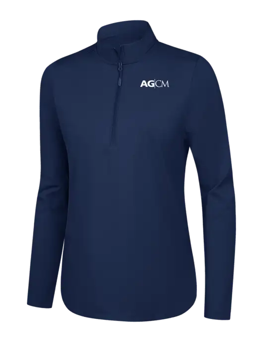  Womens Dark Navy C-FREE Double Knit 1/4-Zip w/AG|CM Logo