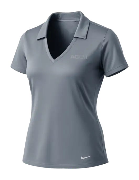 NIKE Medium Grey Womens Dri-Fit Vertical Mesh Polo w/AG|CM Logo