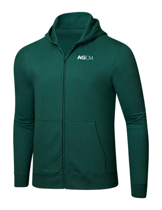 Forest Green 8.5 oz Ring Spun Zip Hooded Sweatshirt w/AG|CM Logo