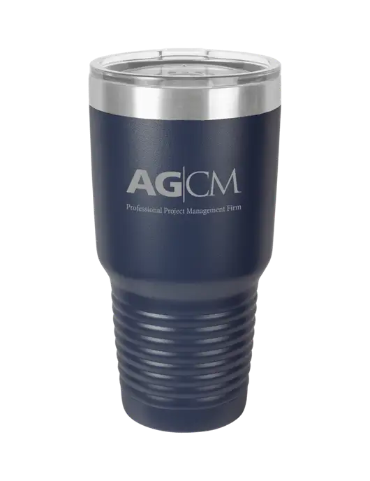 Polar Camel 30 oz Powder Coated Navy Vacuum Insulated Tumbler w/AG|CM Logo