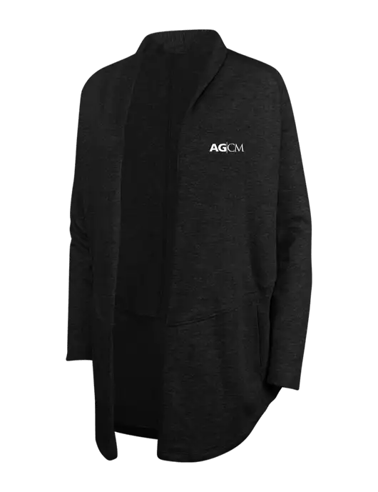 Deep Black/Charcoal Heather Womens Interlock Cardigan w/AG|CM Logo