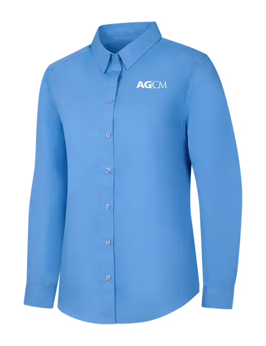 Womens Carolina Blue Long Sleeve Carefree Poplin Shirt w/AG|CM Logo