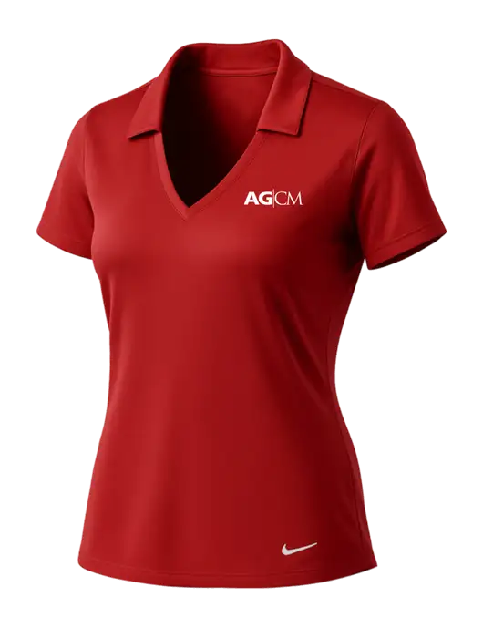 NIKE Red Womens Dri-Fit Vertical Mesh Polo w/AG|CM Logo