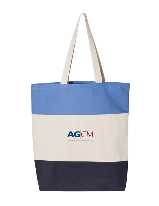 Light Blue/Natural/Navy Tri-Color Tote  w/AG|CM Logo