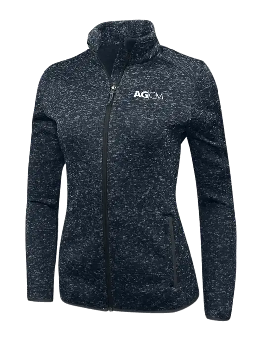 Navy Heather Womens Sweater Fleece Jacket w/AG|CM Logo