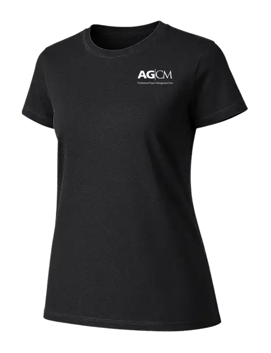 Womens Ring Spun Jet Black 4.5 oz T-Shirt w/AG|CM Logo