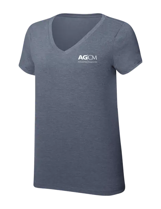 Womens Simply Soft V-Neck Navy Frost 4.5oz  Poly/Combed Ring Spun Cotton T-Shirt w/AG|CM Logo