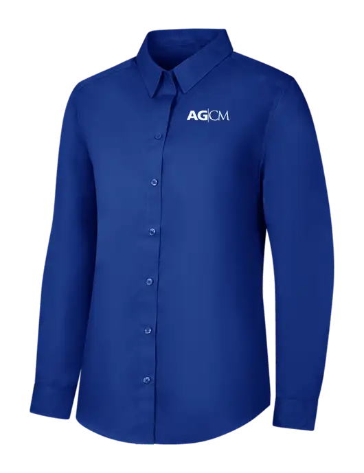 Womens Royal Long Sleeve Carefree Poplin Shirt w/AG|CM Logo