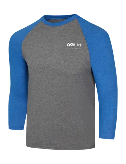 Simply Soft 3/4 Sleeve Royal Frost/Grey Frost Ring Spun Cotton T-Shirt w/AG|CM Logo