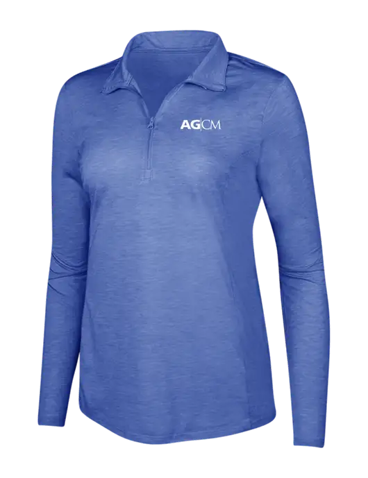 True Royal Heather Womens Posicharge Tri-Blend Wicking 1/4 Zip Pullover w/AG|CM Logo