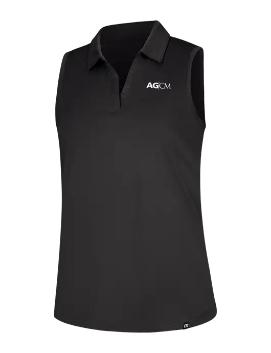 TravisMathew Womens Black Coto Performance Sleeveless Polo w/AG|CM Logo
