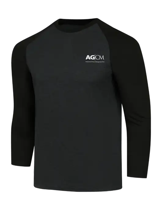 Simply Soft 3/4 Sleeve Black/Black Frost Ring Spun Cotton T-Shirt w/AG|CM Logo