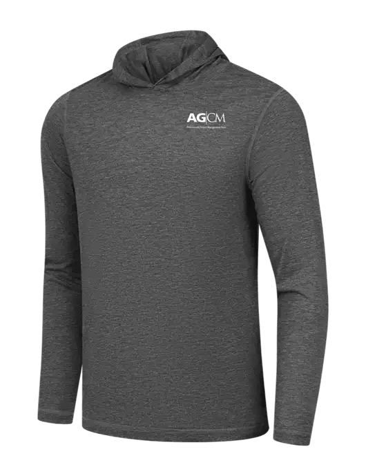 Luxury Active Dark Grey Heather Lightweight Tri-Blend Wicking Long Sleeve Hoodie w/AG|CM Logo