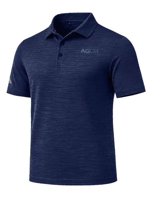 Adidas Navy Textured Stripe Polo w/AG|CM Logo