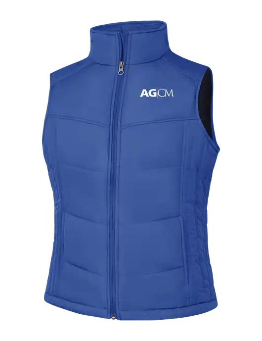 Womens Dark Royal Blue/Black Puffy Vest w/AG|CM Logo