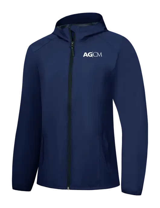 Womens Navy Essential Rain Jacket w/AG|CM Logo