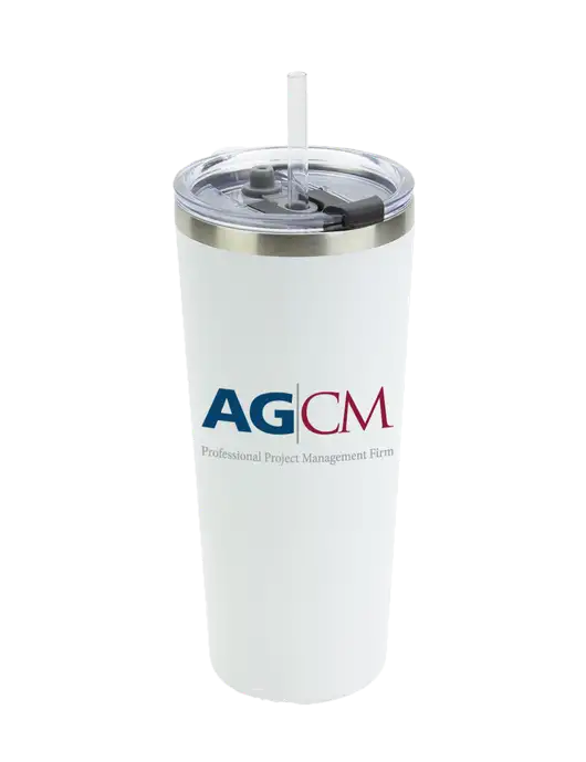 Brighton White 20 oz Insulated Tumbler & Straw w/AG|CM Logo