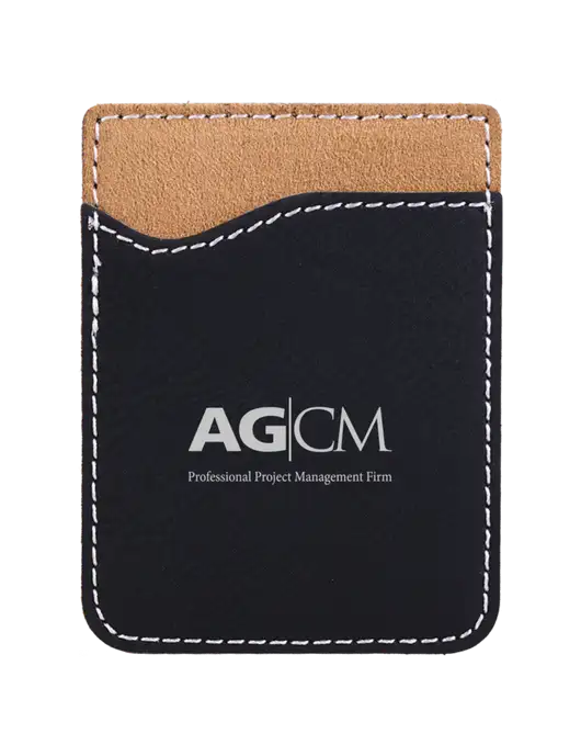 Black Laserable Leatherette Phone Wallet w/AG|CM Logo
