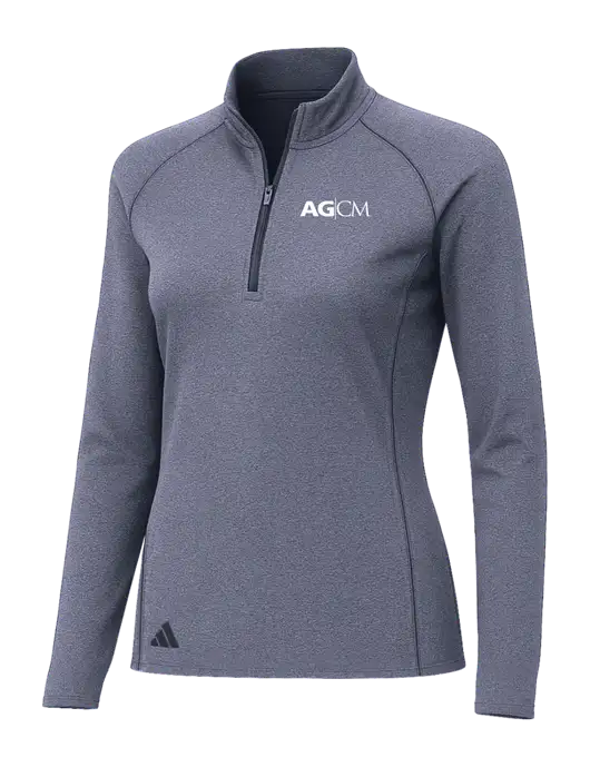 Adidas Womens Navy Melange Space Dyed Quarter-Zip Pullover  w/AG|CM Logo