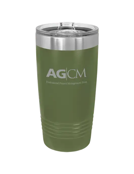 Polar Camel 20 oz Powder Coated Military Green Vacuum Insulated Tumbler w/AG|CM Logo