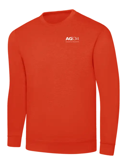 Orange 7.8 oz Ring Spun Crew Sweatshirt w/AG|CM Logo