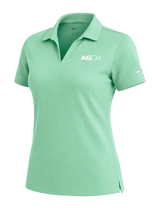 NIKE Very Light Green Womens Dri-Fit Micro Pique Polo w/AG|CM Logo