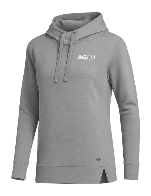 OGIO Heather Grey Womens Luuma Pullover Fleece Hoodie w/AG|CM Logo