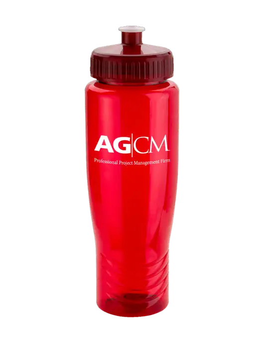 Roam Red 28 oz Eco-Polyclear Bottle with Push Pull Lid w/AG|CM Logo