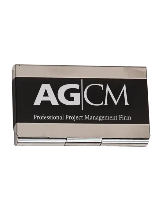 Black 3.75 x 2.5 Business Card Holder w/AG|CM Logo