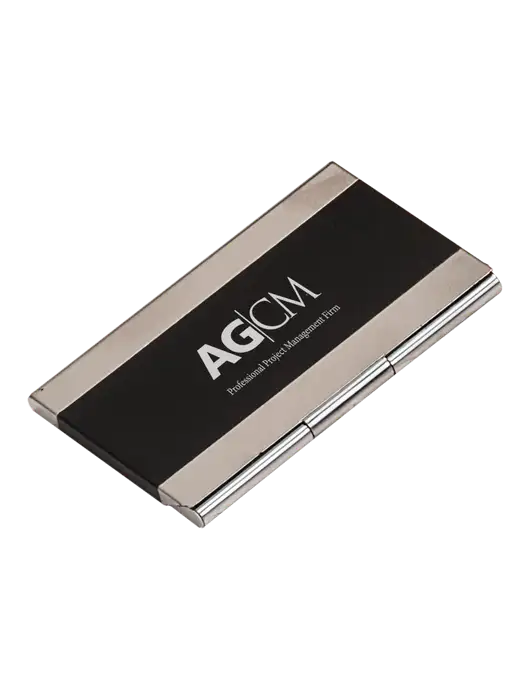 Black 3.75 x 2.5 Business Card Holder w/AG|CM Logo