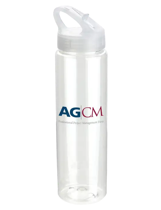 Buddy Clear 32 oz PET Bottle with Flip Lid w/AG|CM Logo