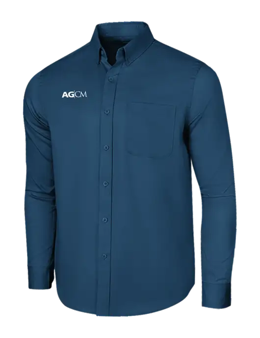 Long Sleeve Light Navy Superpro React Twill Shirt w/AG|CM Logo