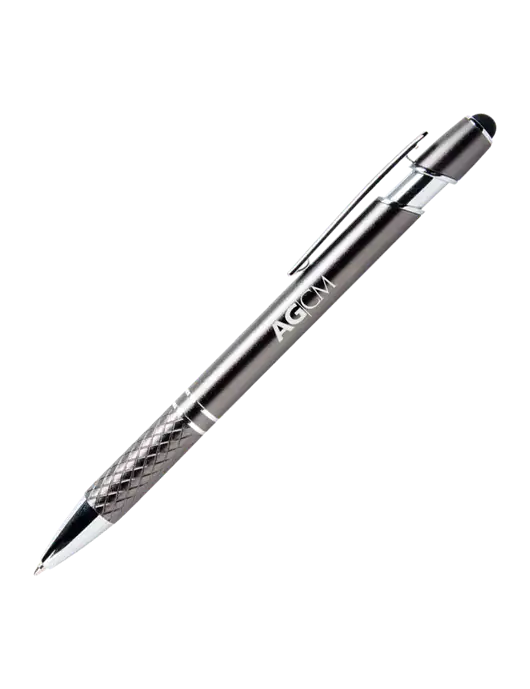 Valencia Gunmetal Stylus Pen - Black Ink w/AG|CM Logo