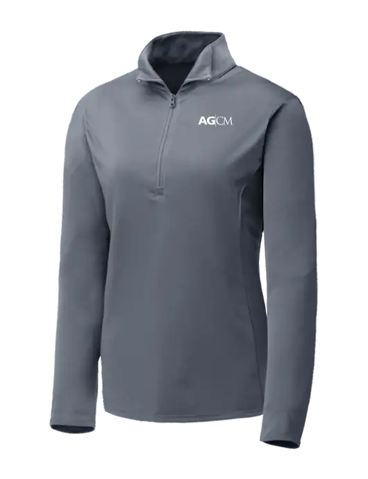 Medium Grey Womens Posicharge Competitor ¼ Zip Pullover w/AG|CM Logo