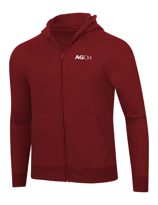 Cardinal 8.5 oz Ring Spun Zip Hooded Sweatshirt w/AG|CM Logo