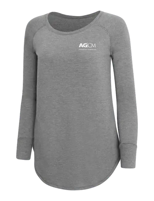 Womens Perfect Wide Collar Tunic Tri-Blend Grey Frost 4.5 oz T-Shirt w/AG|CM Logo