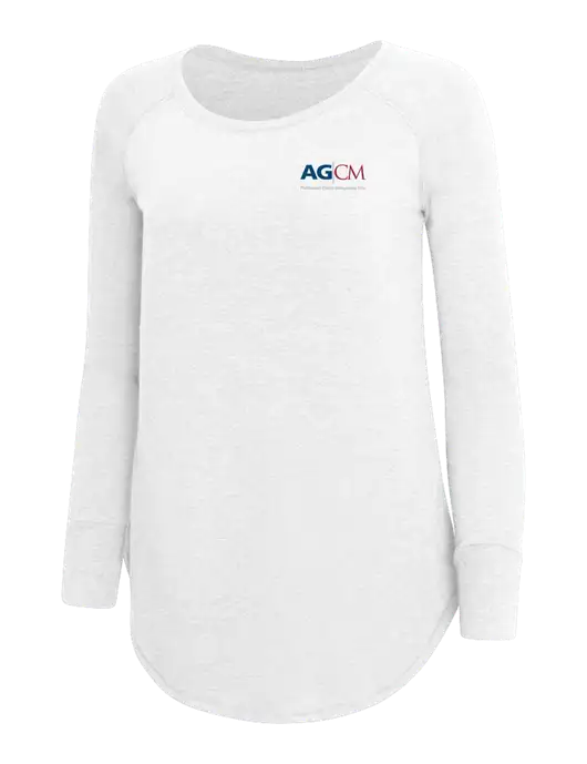 Womens Perfect Wide Collar Tunic Tri-Blend White 4.5 oz T-Shirt w/AG|CM Logo