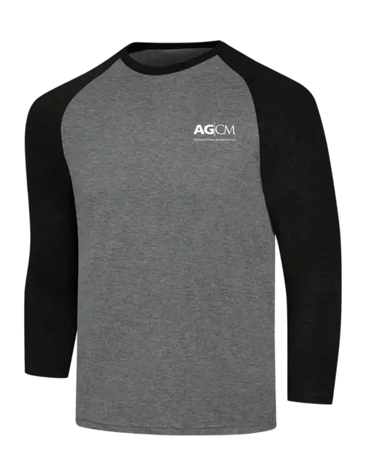 Simply Soft 3/4 Sleeve Black Frost/Grey Frost Ring Spun Cotton T-Shirt w/AG|CM Logo