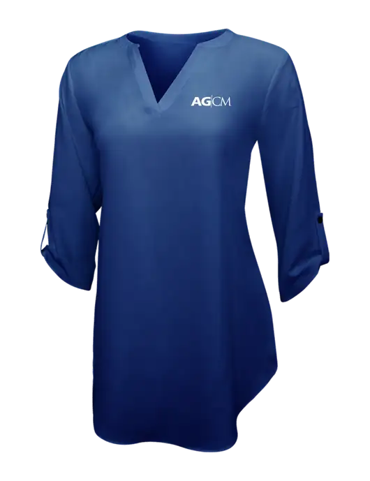 Dark Royal Womens 3/4 Sleeve Tunic Blouse w/AG|CM Logo
